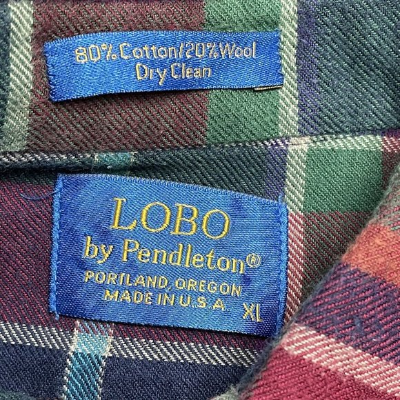 LOBO Pendleton Mens Flannel Shirt XL Long Sleeve Plaid Button Up Cotton Wool - Picture 5 of 5